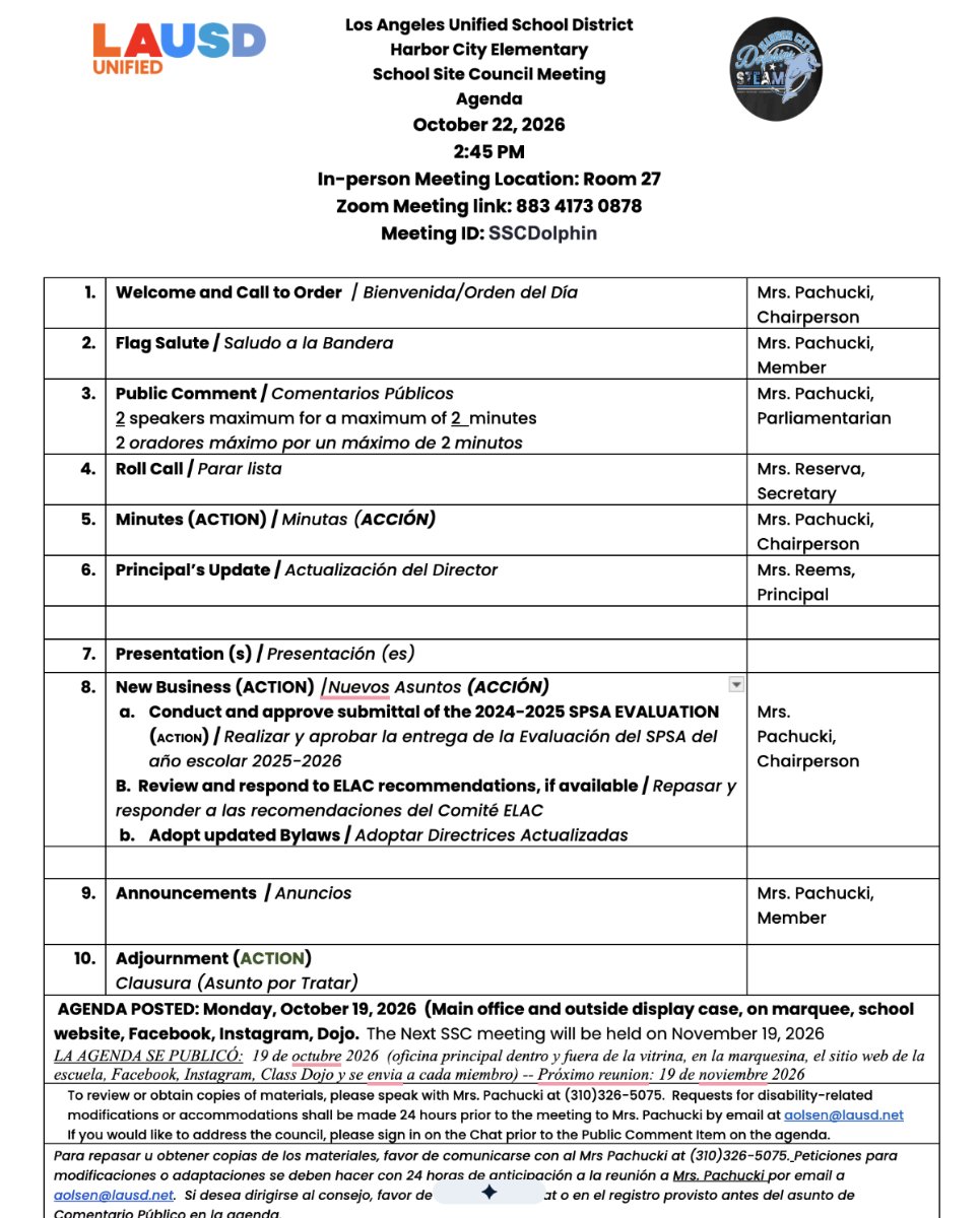 SSC Agenda